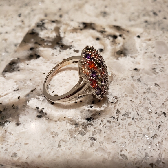 Precious gemstone ring. Platinum over sterling. - Picture 10 of 10